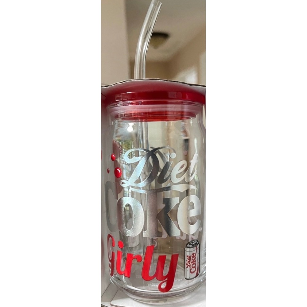 Diet Coke Girly 16 Oz Glass Tumbler Notepad & Sticker Bundle NWT - Picture 4 of 10